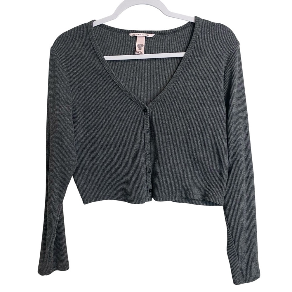 Victoria's Secret Charcoal Button-Up Henley Cardigan - LG - Vietnam